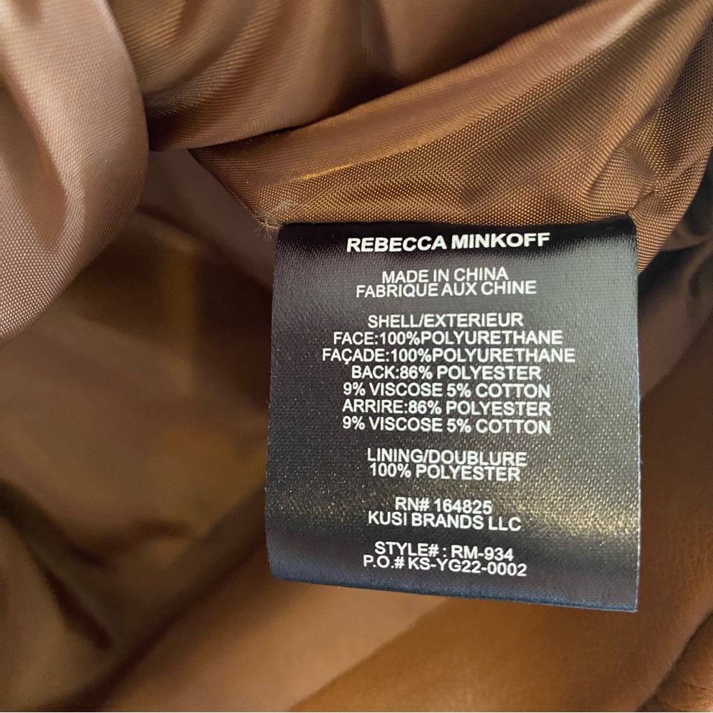 NWOT Rebecca Minkoff Cognac Tan Faux Leather Moto Biker Zipper Jacket Size Small - Picture 6 of 10